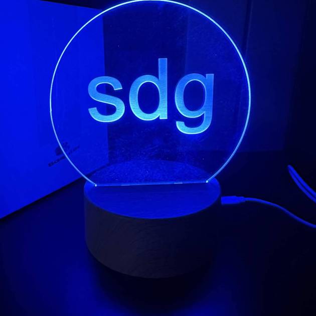 Laser engraved acrylic LED sign with custom logo - Flameingo Forge